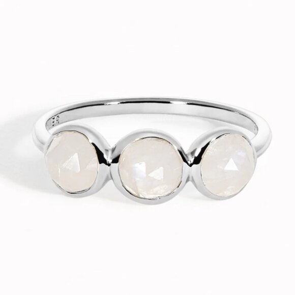 Linjer Elisa Moonstone Silver Ring Boho Chic Minimalist Sterling Silver Jewelry - Picture 1 of 4
